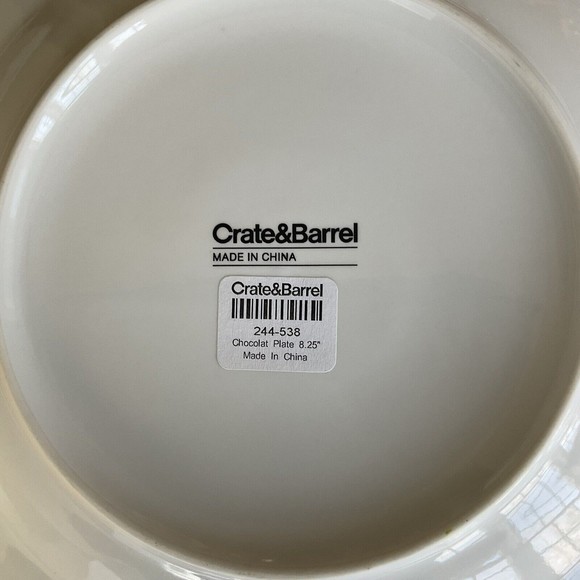 Crate & Barrel Dessert/Salad Plates “Chocolat” Set of 6 Plates 8.25” White NEW - Picture 4 of 6